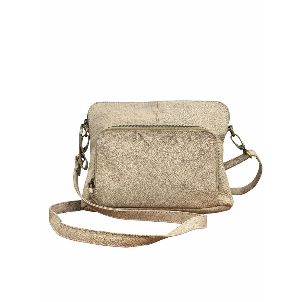 Latico The Brooklyn Crossbody Bag Women's White Crackle Boho Leather Zip Medium